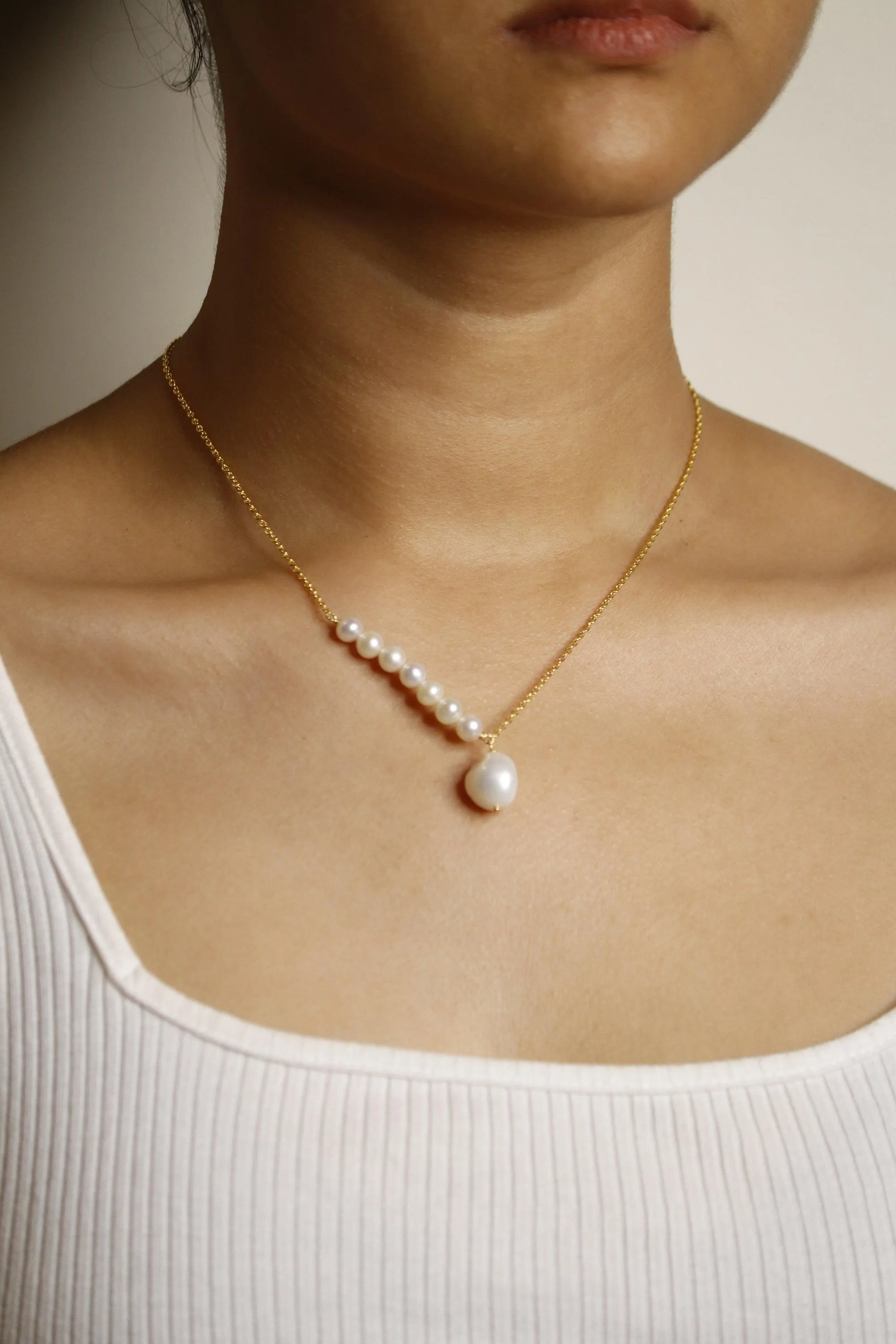 Natural Pearl Necklace| 925 Silver| 18kt Gold Plated - From Purl