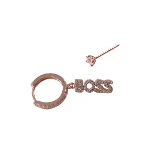 Noellery Rose Gold Boss Huggie Clear Stud Set