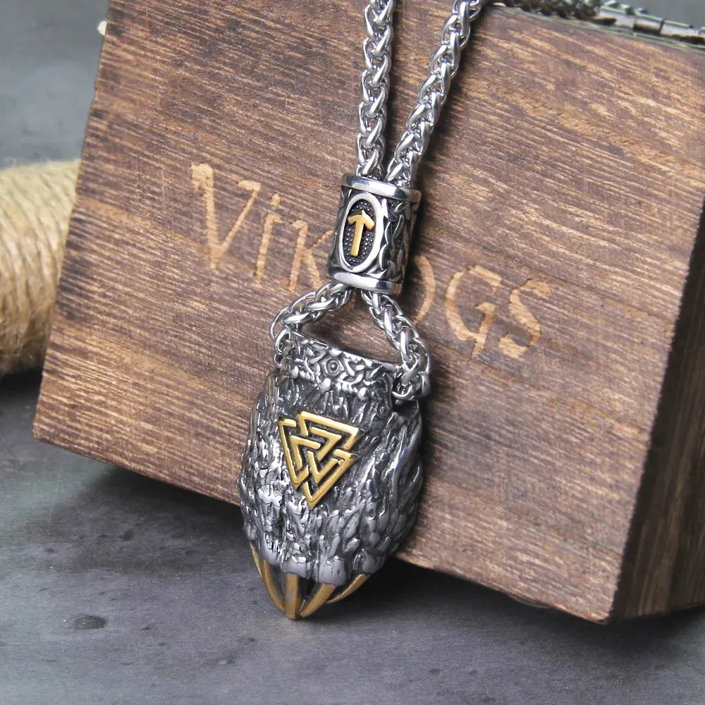 Nordic Bear Claw Valknut Viking Necklace