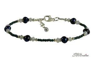 Opal Sapphire Blue Pearl Beaded Anklet