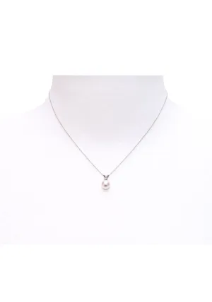 Oster Collection Solitaire 8 mm White Pearl Pendant Necklace