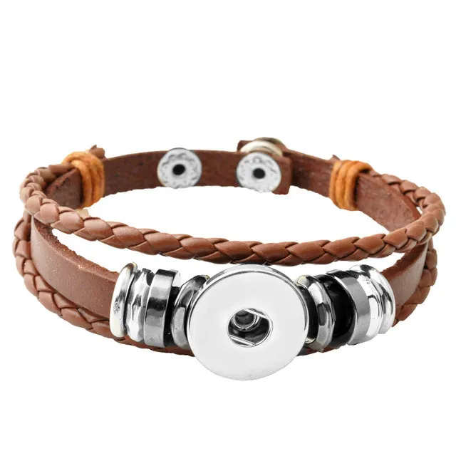 P00646 Wholesale Snap Button Bracelet&Bangles 10 color High quality leather Bracelets For Women 18mm Rivca Snap Button Jewelry