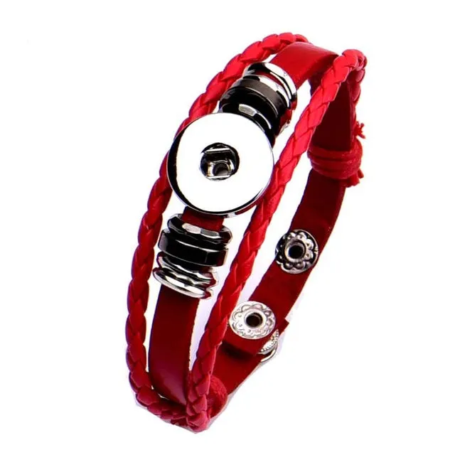 P00646 Wholesale Snap Button Bracelet&Bangles 10 color High quality leather Bracelets For Women 18mm Rivca Snap Button Jewelry