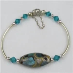 Pacific Blue  & Silver Bangle Bracelet