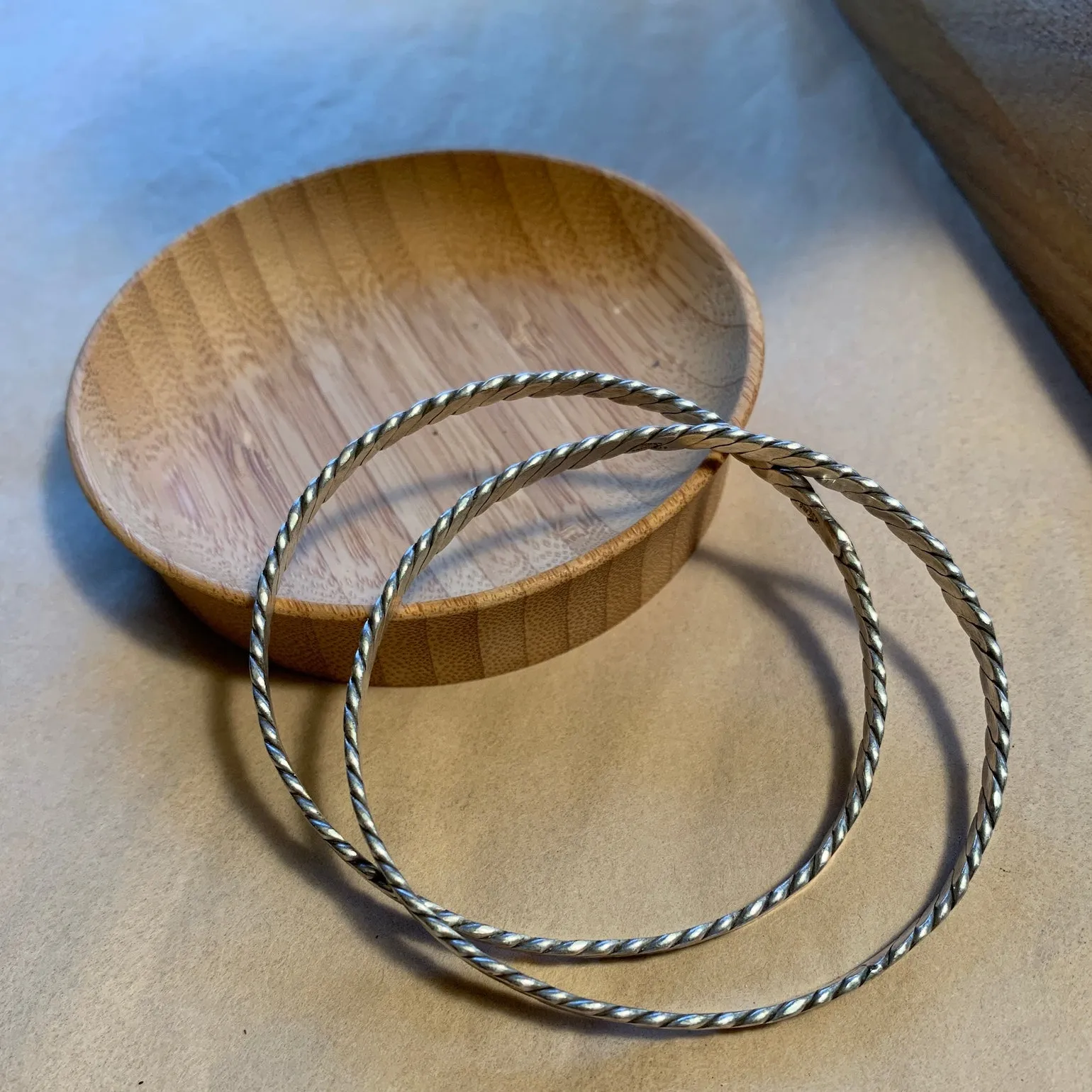 Pair of Vintage Sterling  Twisted Bangles