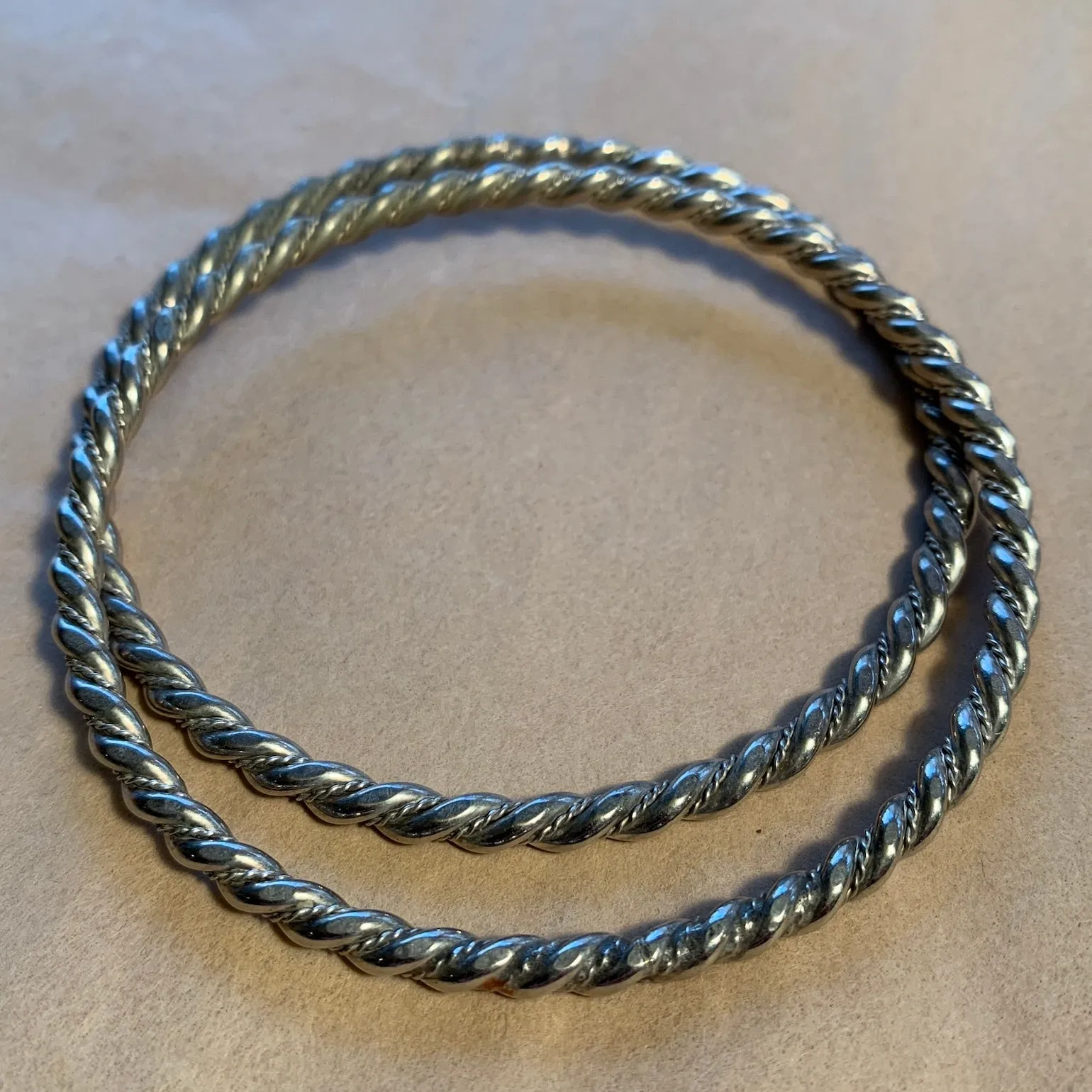 Pair of Vintage Sterling  Twisted Bangles