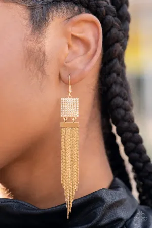 Paparazzi Earring ~ Dramatically Deco - Gold