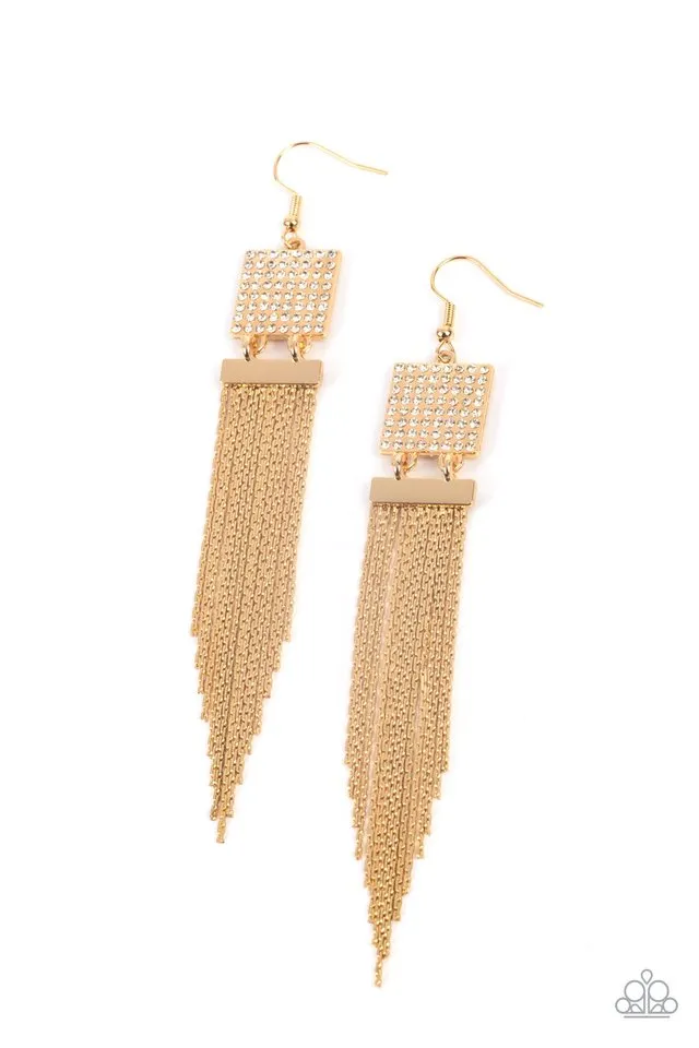 Paparazzi Earring ~ Dramatically Deco - Gold