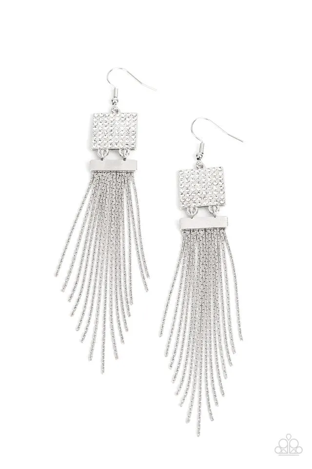 Paparazzi Earring ~ Dramatically Deco - White