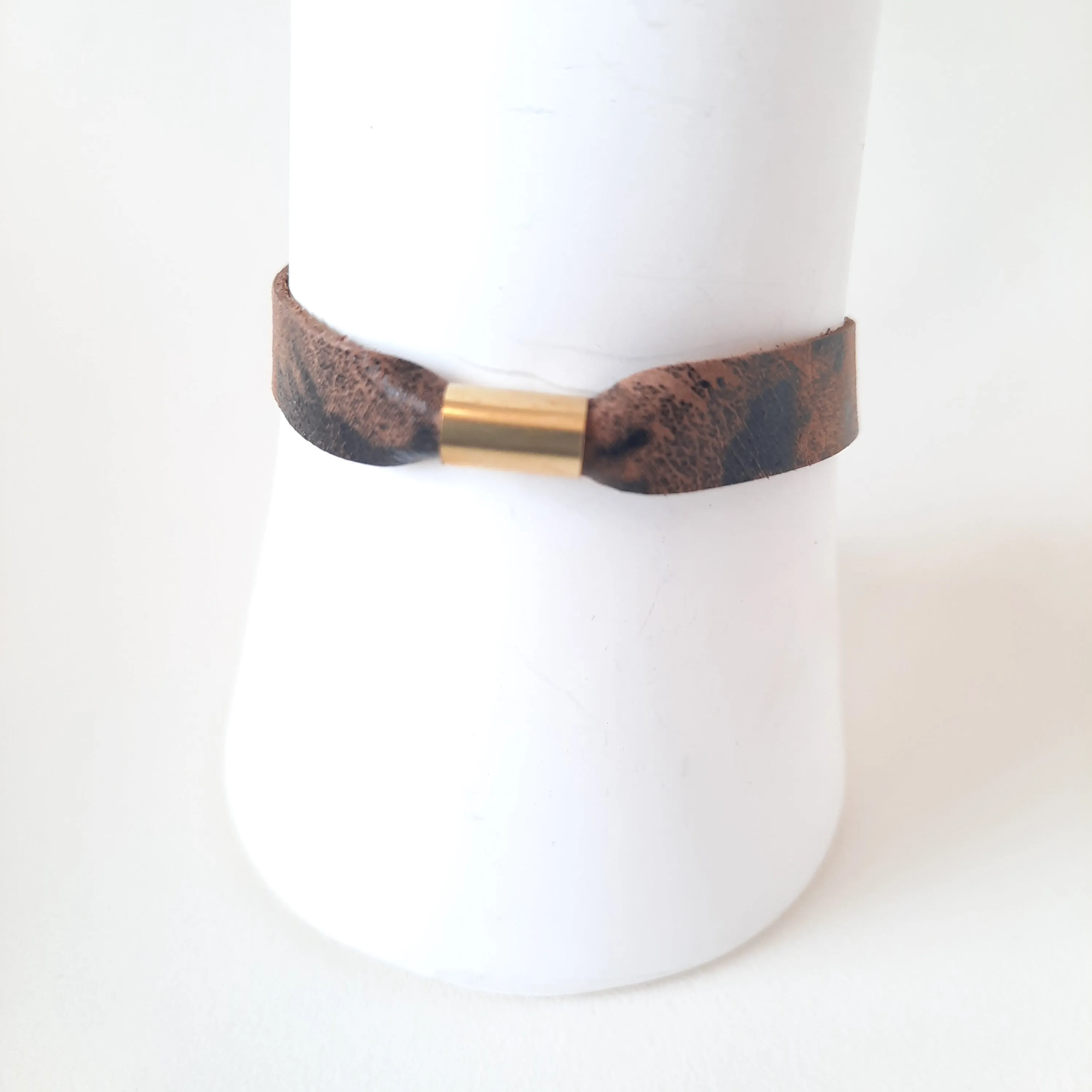 Permanent Baggage Leather Tube Bracelet