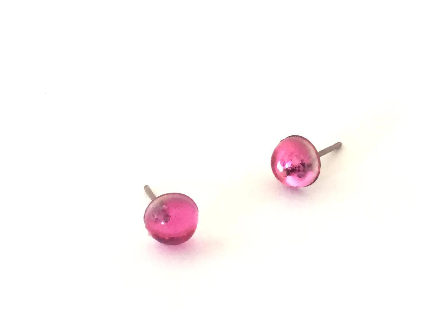 Pink Green & Purple Bling Dots Tiny Lucite Studs Set