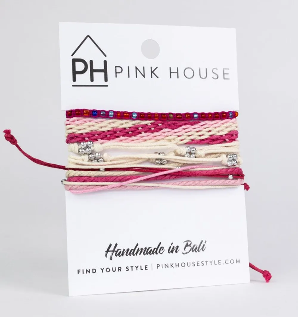 Pink House Palm Color Stack Pull Bracelets - Pink