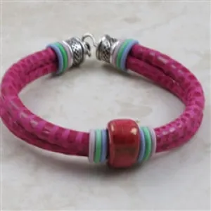 Pink Leather Cord Bracelet