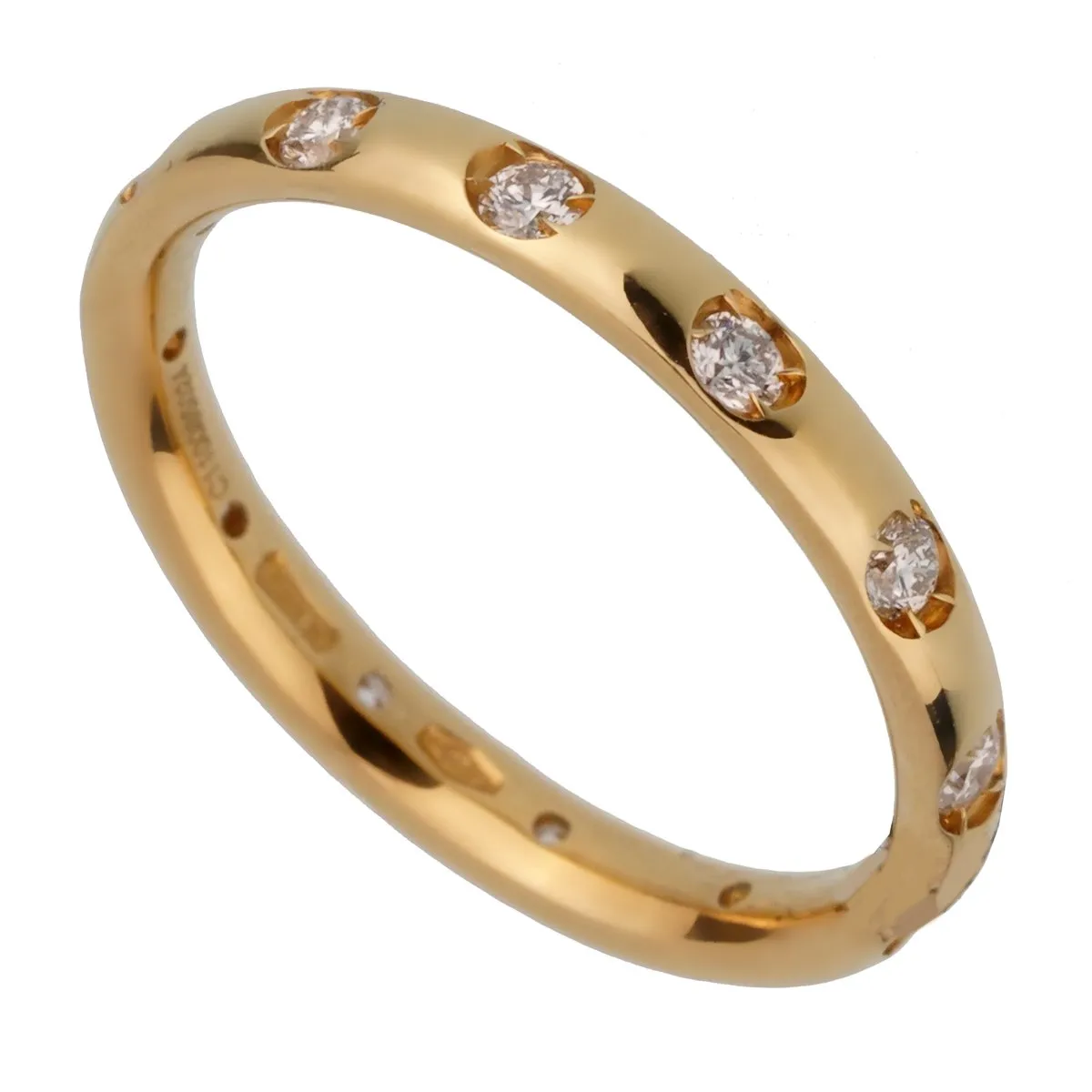 Pomellato Diamond Eternity Yellow Gold Ring Sz 5