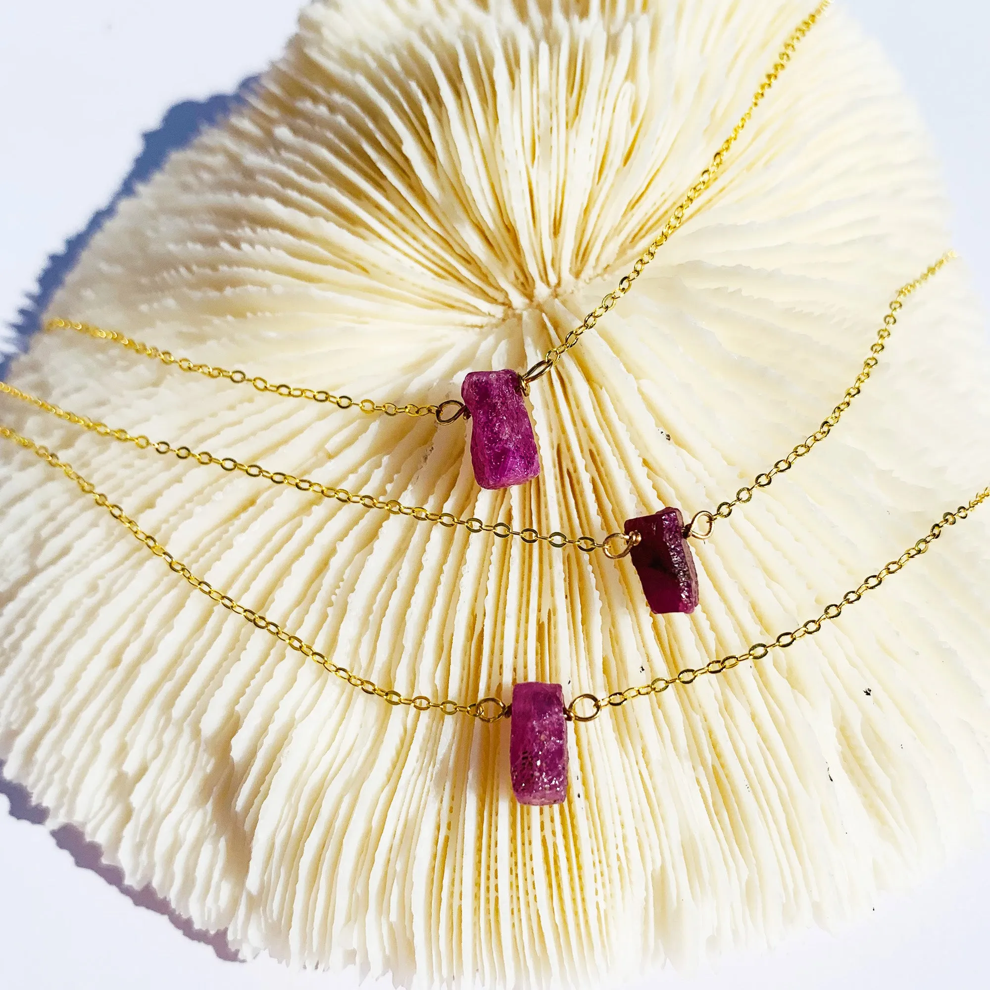 Raw Small Ruby Necklace