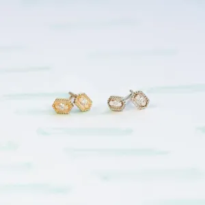 Ribbed Relic Diamond Hex Studs