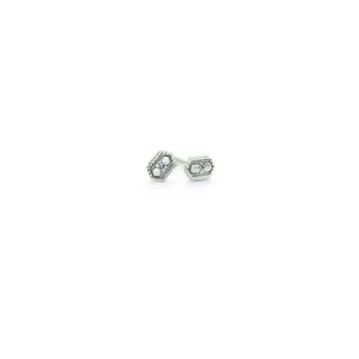 Ribbed Relic Diamond Hex Studs