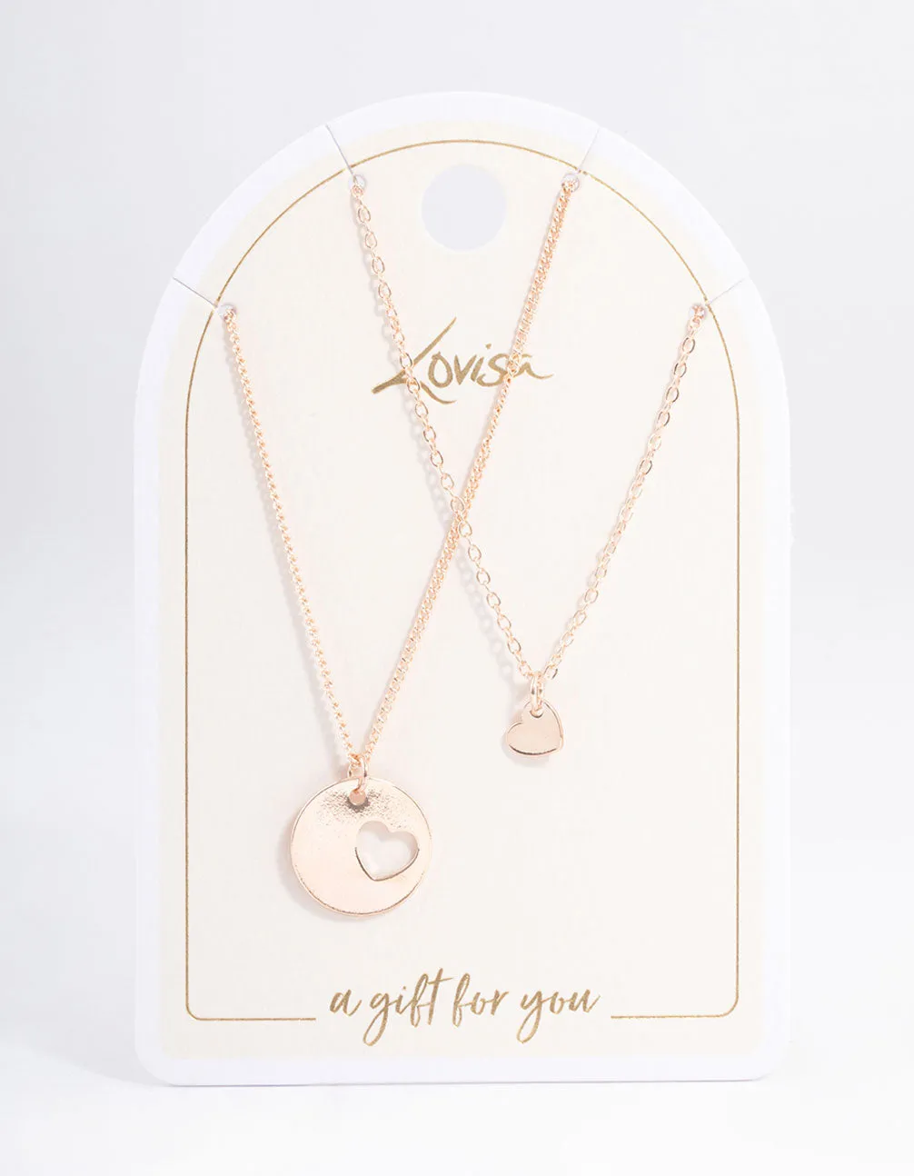 Rose Gold Heart Disc Cut Out Necklace Pack