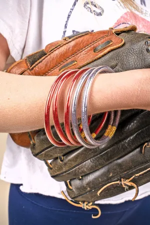 SALE 75% OFF! Refuse To Lose Red and Gray Glitter Jelly Tube Bracelet Set