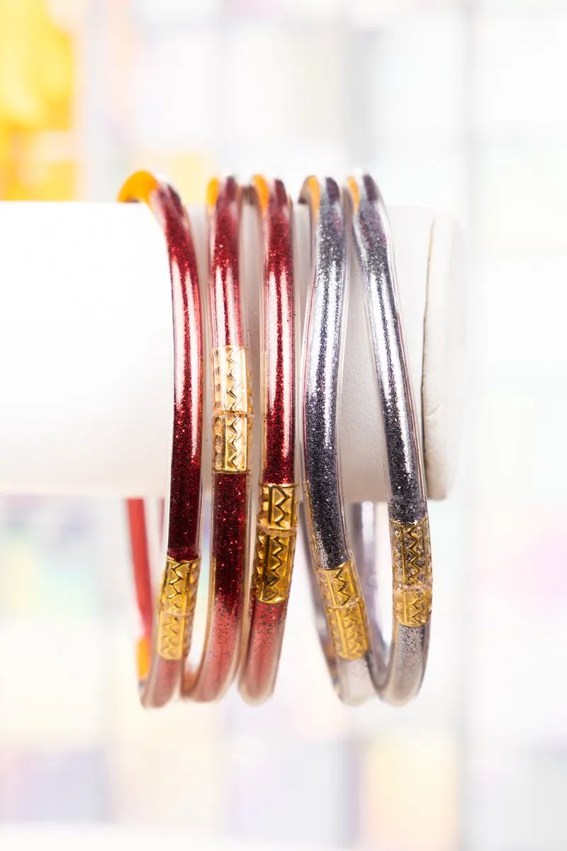 SALE 75% OFF! Refuse To Lose Red and Gray Glitter Jelly Tube Bracelet Set