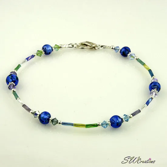 Sapphire Twist Crystal Beaded Anklet