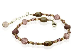 Satin Rose Topaz Beaded Anklet