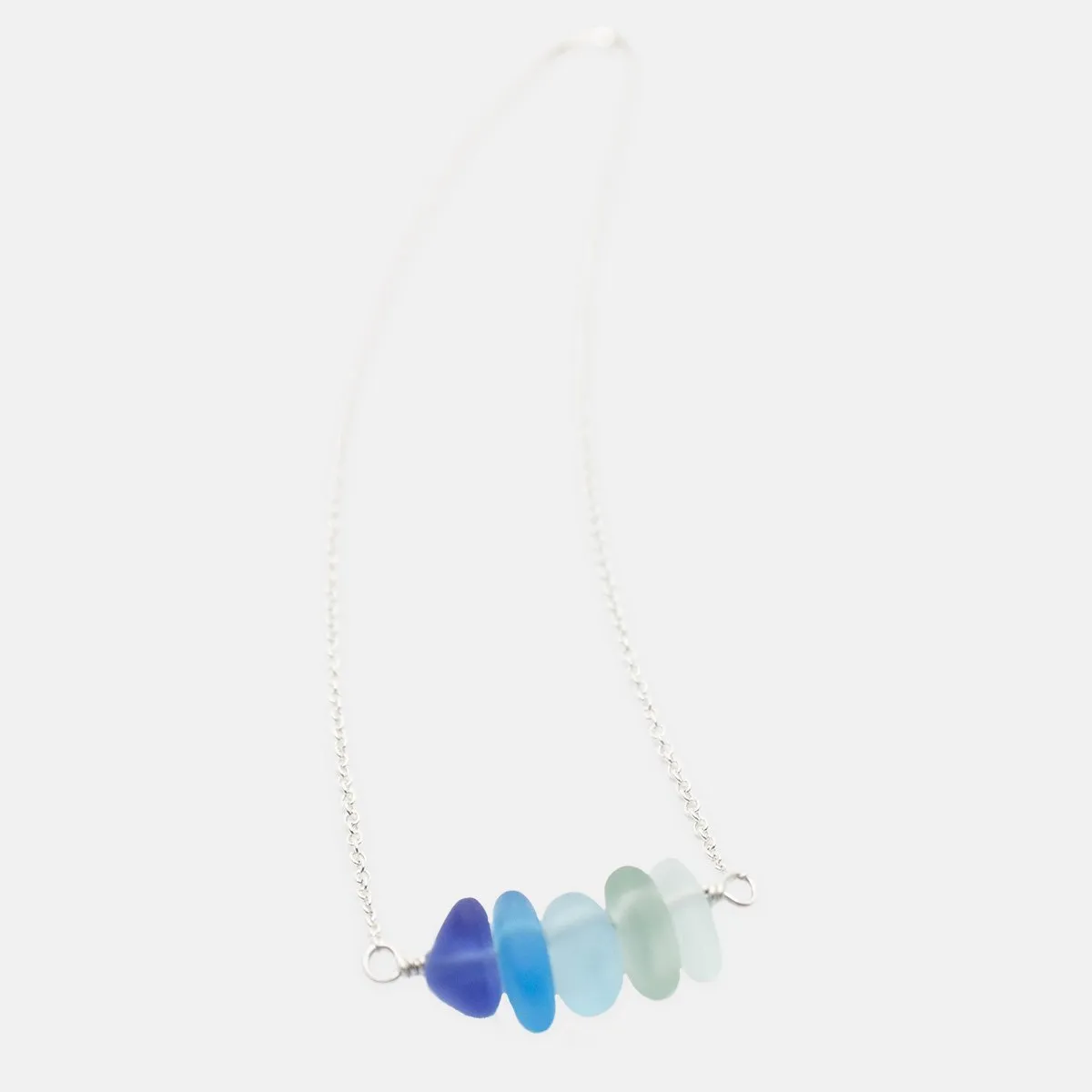 Seaglass Inspired Necklace in Blue, Aqua and Teal