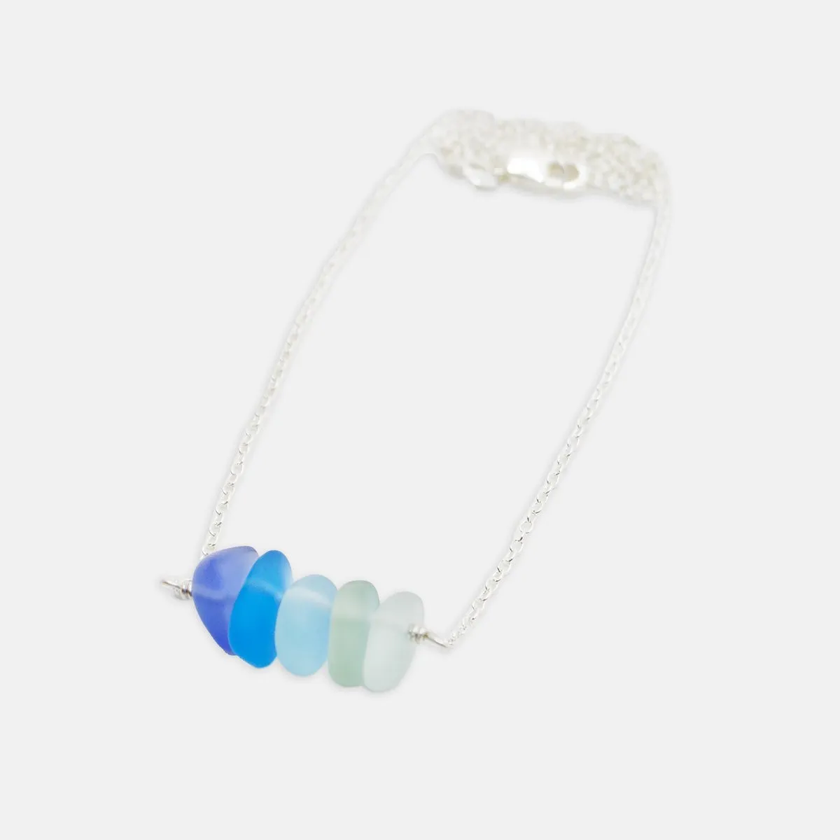 Seaglass Inspired Necklace in Blue, Aqua and Teal