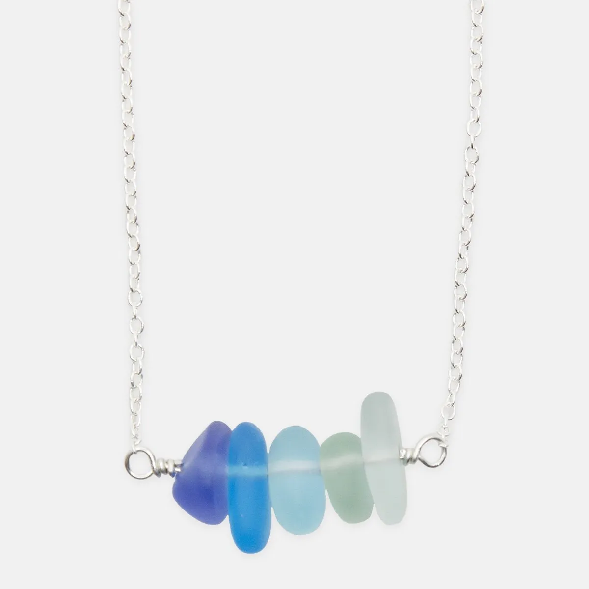 Seaglass Inspired Necklace in Blue, Aqua and Teal