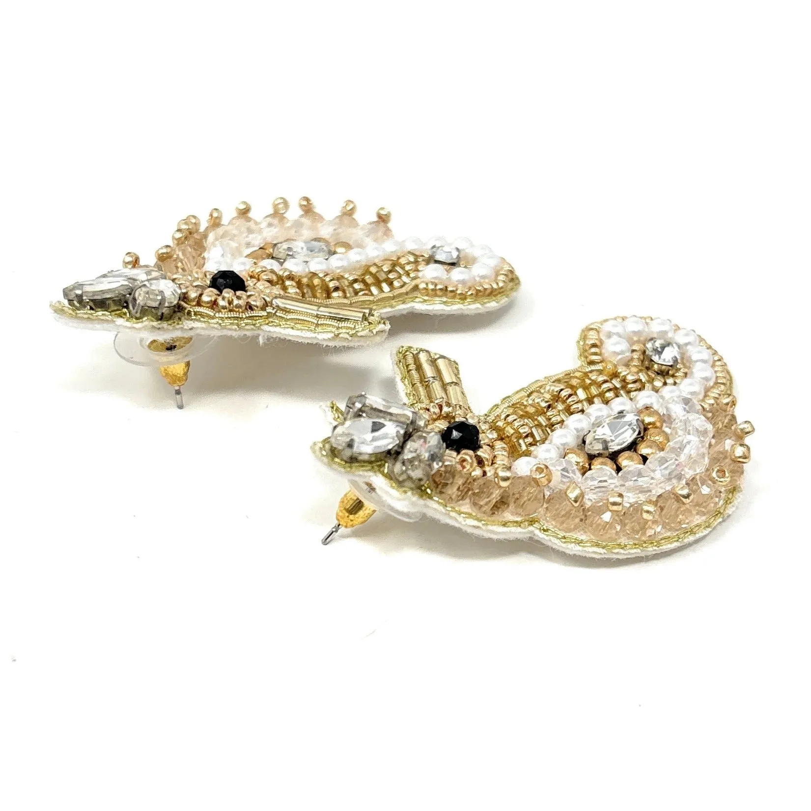 Seahorse Gold Beaded Earrings