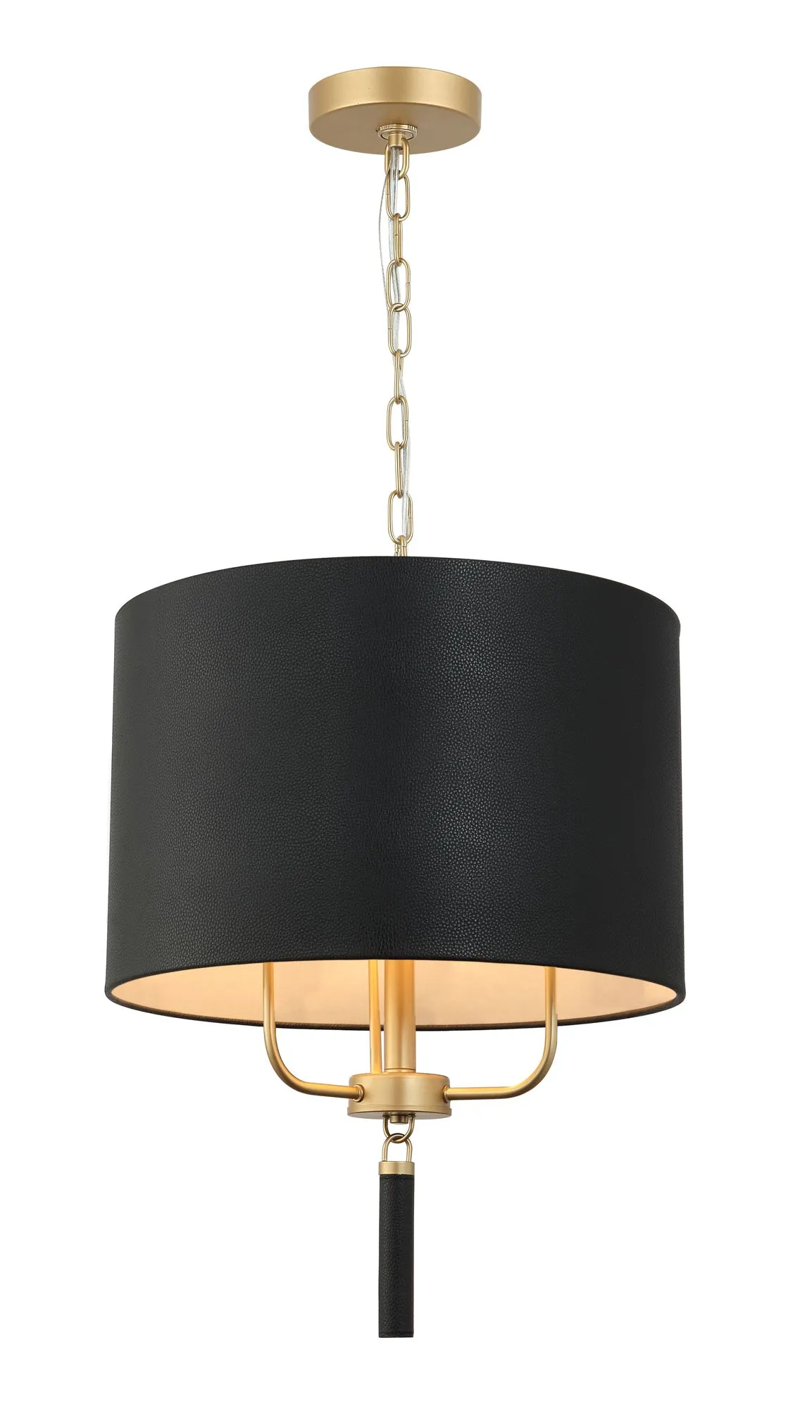 Secret Agent 368P03GOB 3-Light Pendant Light - Painted Gold/Black Leather