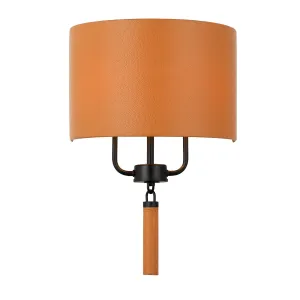 Secret Agent 368W02BLC 2-Light Wall Sconce - Black/Camel Leather