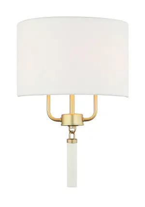 Secret Agent 368W02GOW 2-Light Wall Sconce - Painted Gold/White Leather