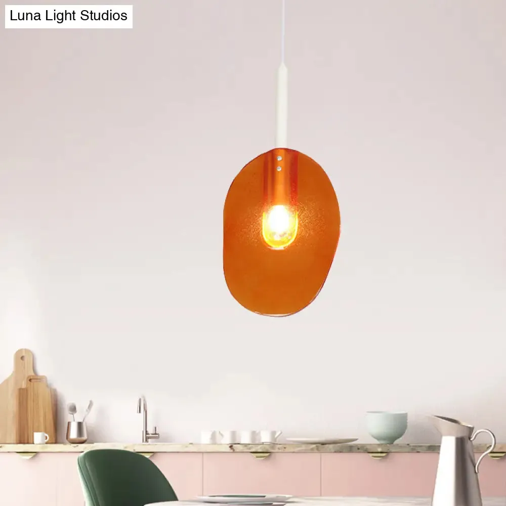 Sleek Lollipop Shape Orange Glass Pendant - Elegant 1-Light Ceiling Lamp for Coffee Shops