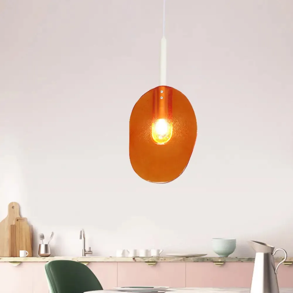 Sleek Lollipop Shape Orange Glass Pendant - Elegant 1-Light Ceiling Lamp for Coffee Shops