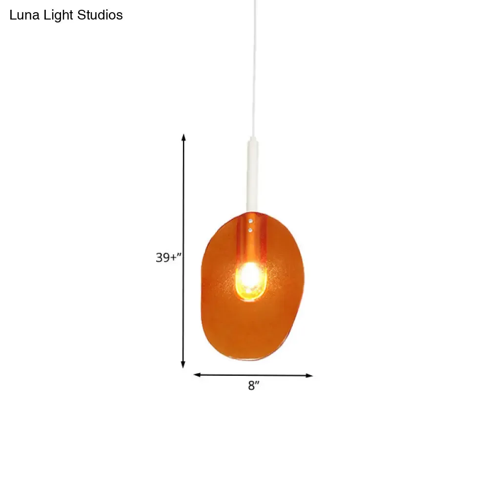 Sleek Lollipop Shape Orange Glass Pendant - Elegant 1-Light Ceiling Lamp for Coffee Shops