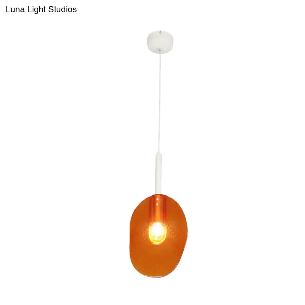 Sleek Lollipop Shape Orange Glass Pendant - Elegant 1-Light Ceiling Lamp for Coffee Shops