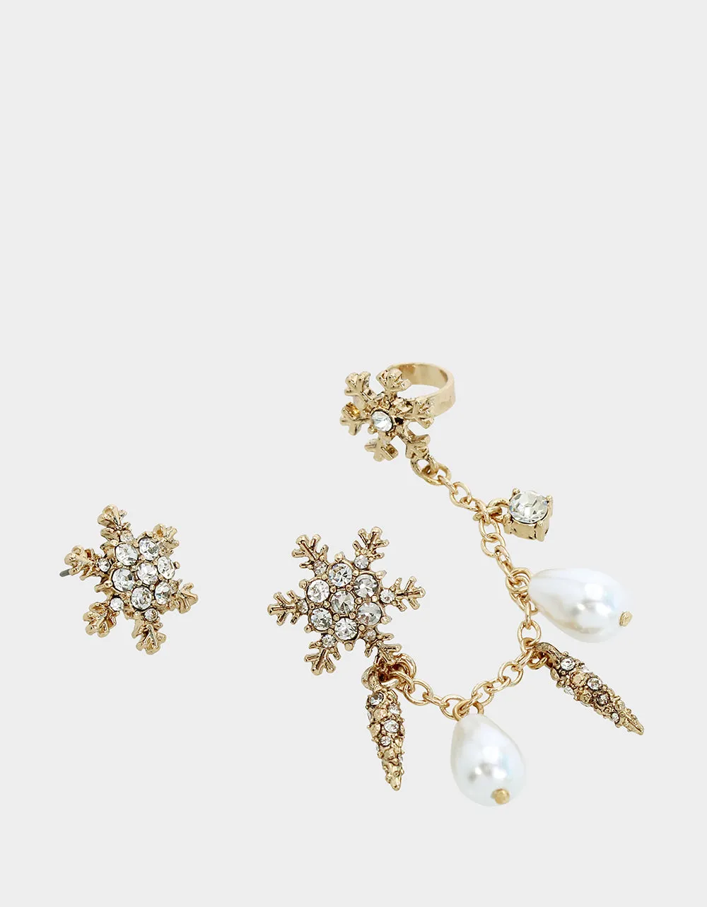 SNOW SPECIAL SNOWFLAKE CRAWLER MISMATCH EARRINGS CRYSTAL