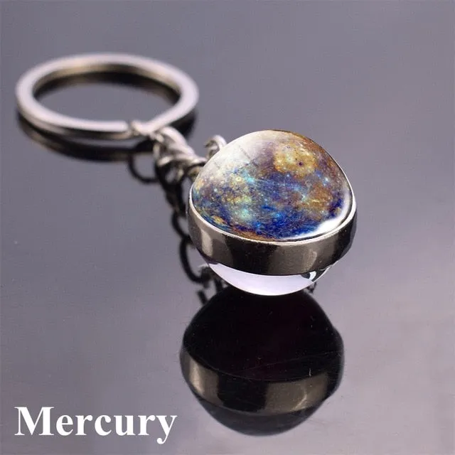 Solar System Planet Keyring Galaxy Nebula Space Keychain