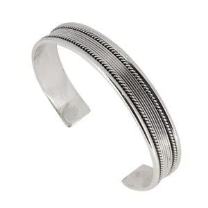 Solid 925 Sterling Silver Mens Cuff Bangle Bracelet