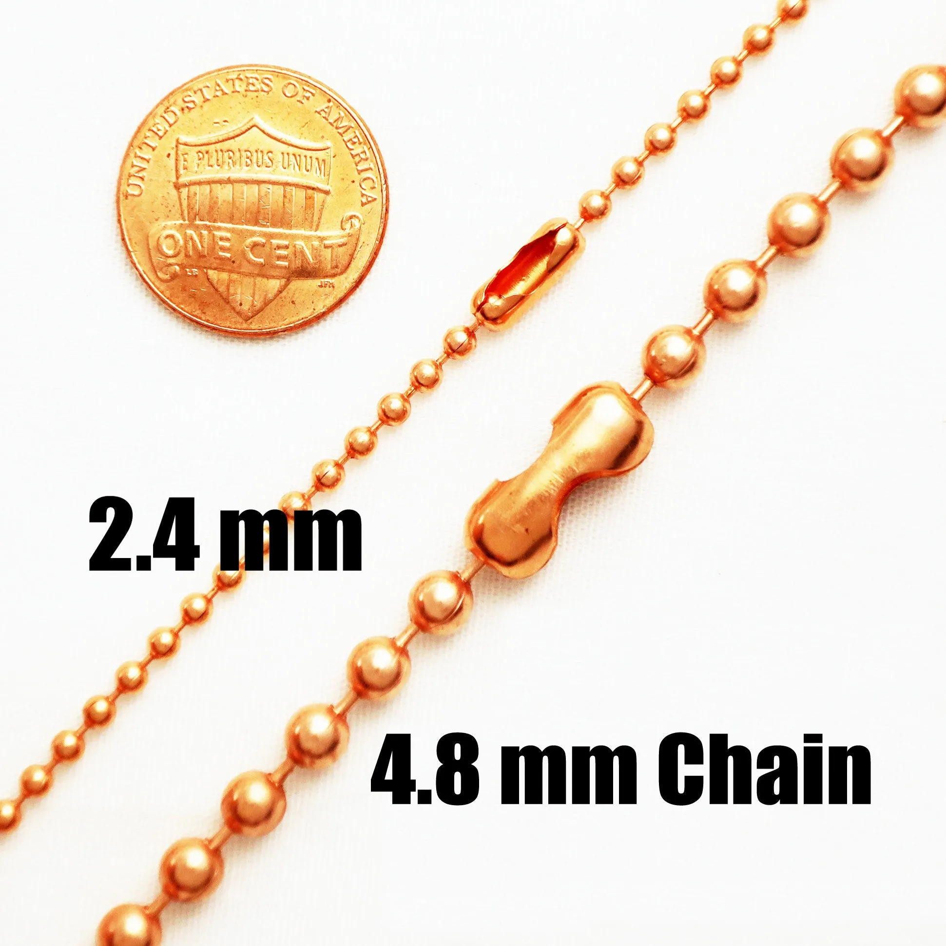 Solid Copper Anklet Set Fine Copper Bead Chain Ankle Bracelets ACC2S Pure Copper 2.4mm Bead Chain Anklet Set