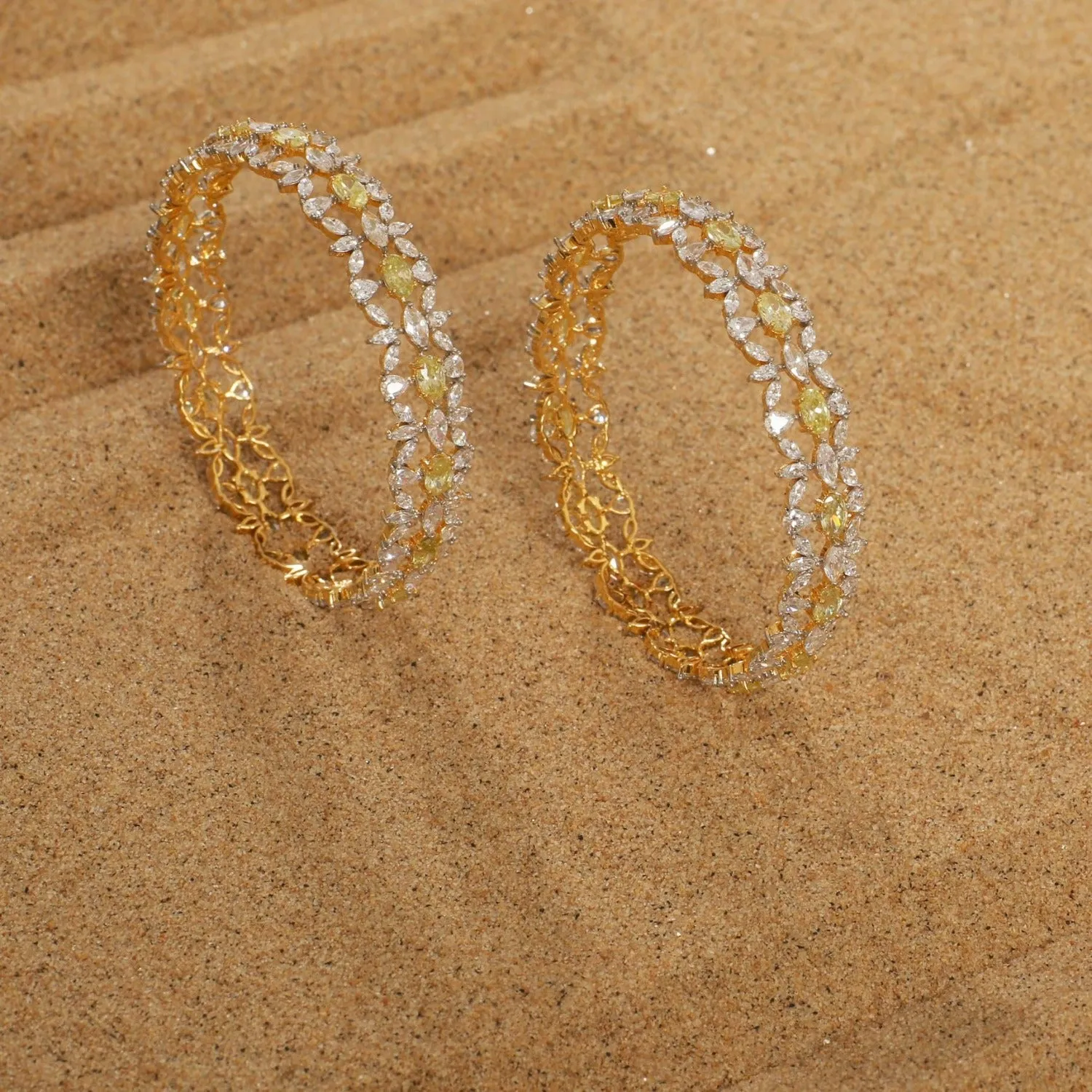 Sparkling CZ Silver Bangles