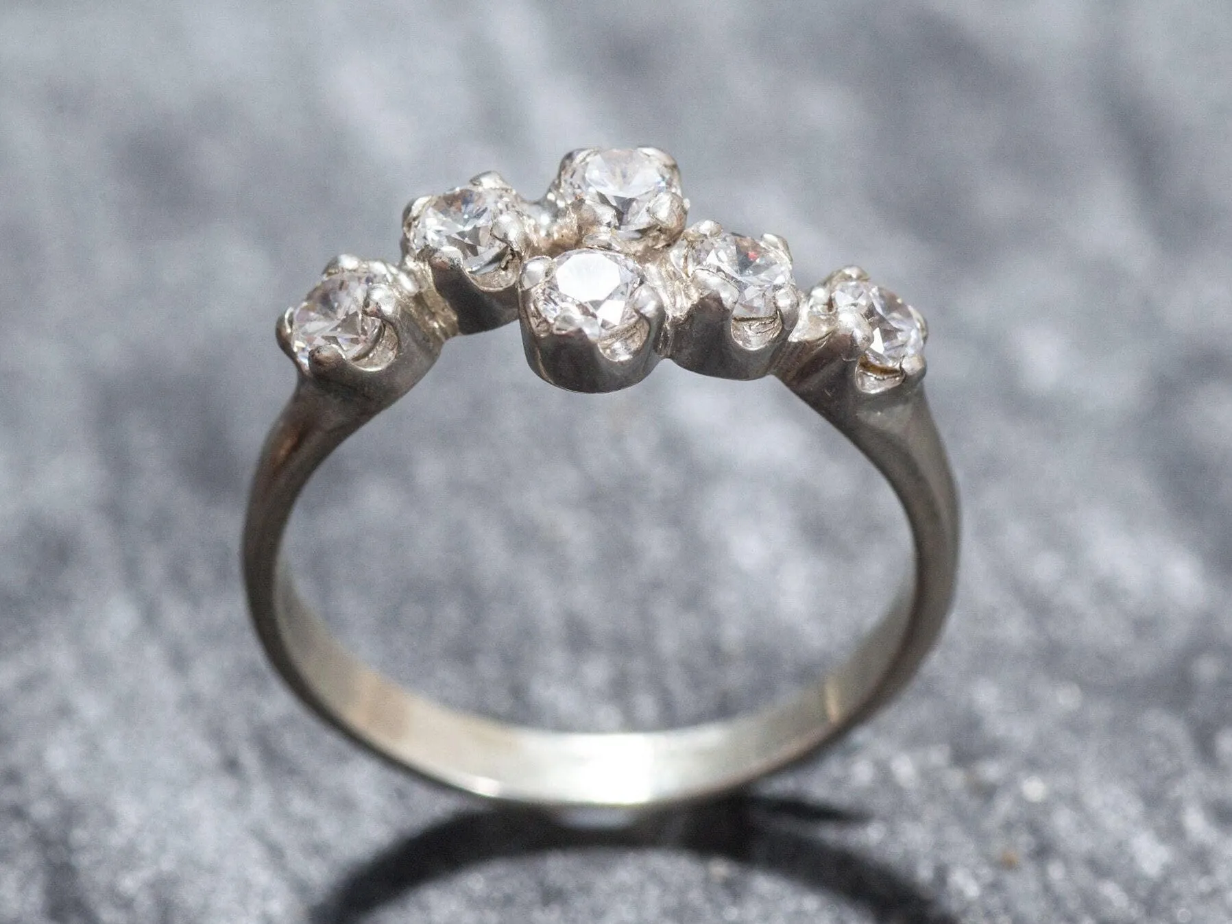 Sparkly Diamond Ring - Brilliant Bypass Ring - Clear Vintage Ring