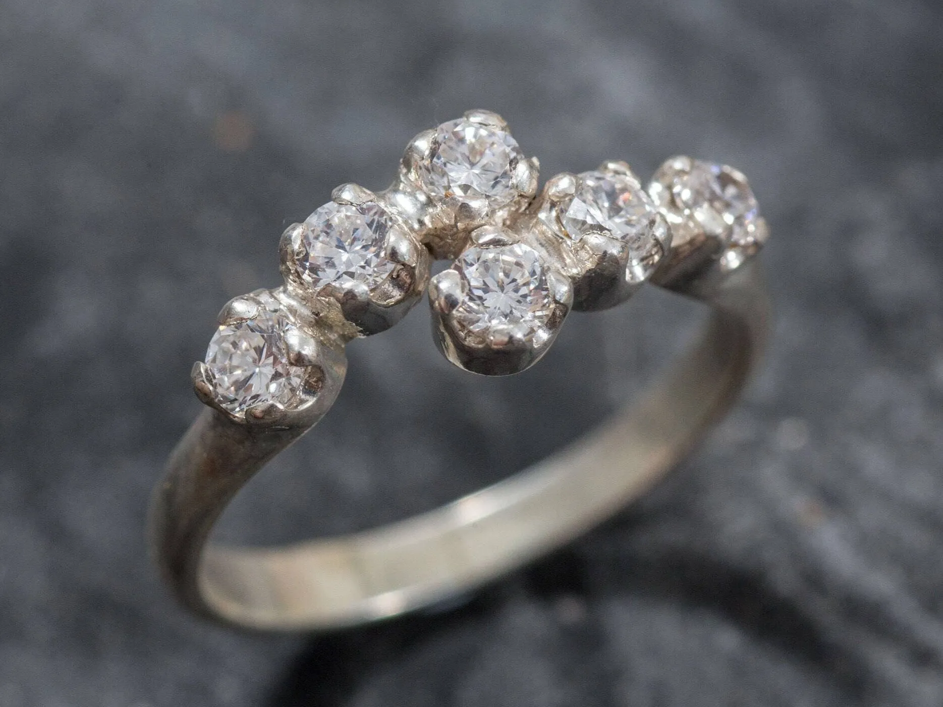 Sparkly Diamond Ring - Brilliant Bypass Ring - Clear Vintage Ring