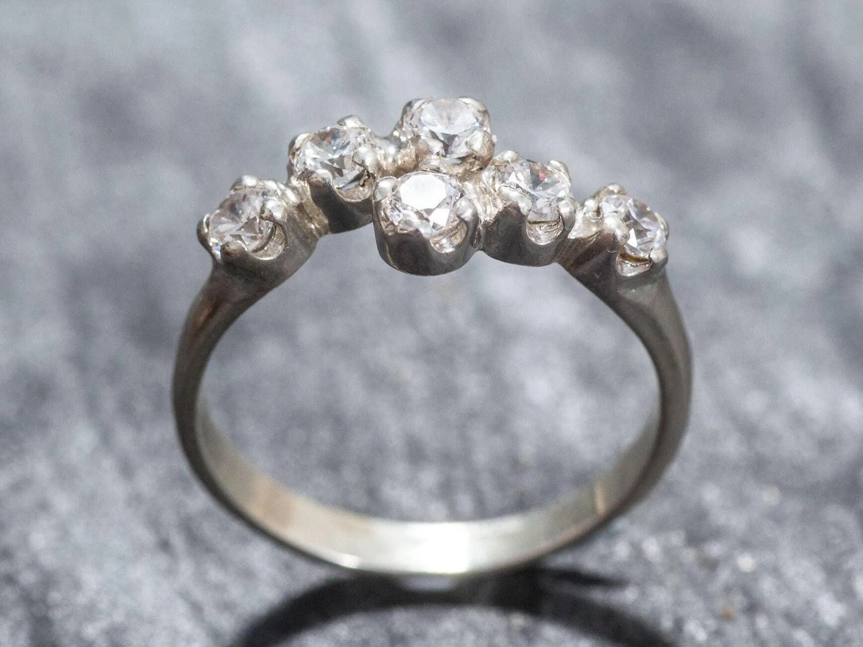 Sparkly Diamond Ring - Brilliant Bypass Ring - Clear Vintage Ring