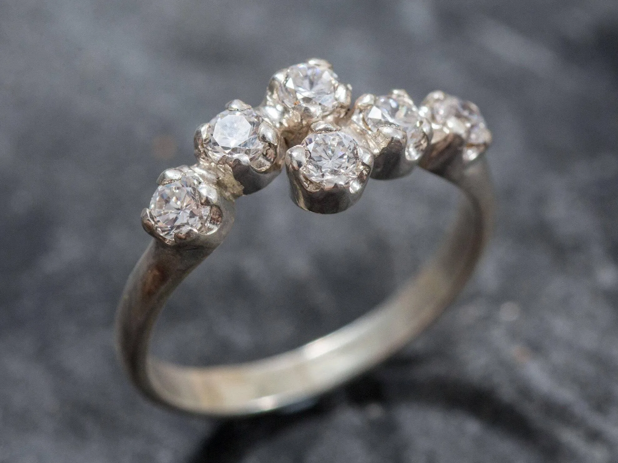 Sparkly Diamond Ring - Brilliant Bypass Ring - Clear Vintage Ring