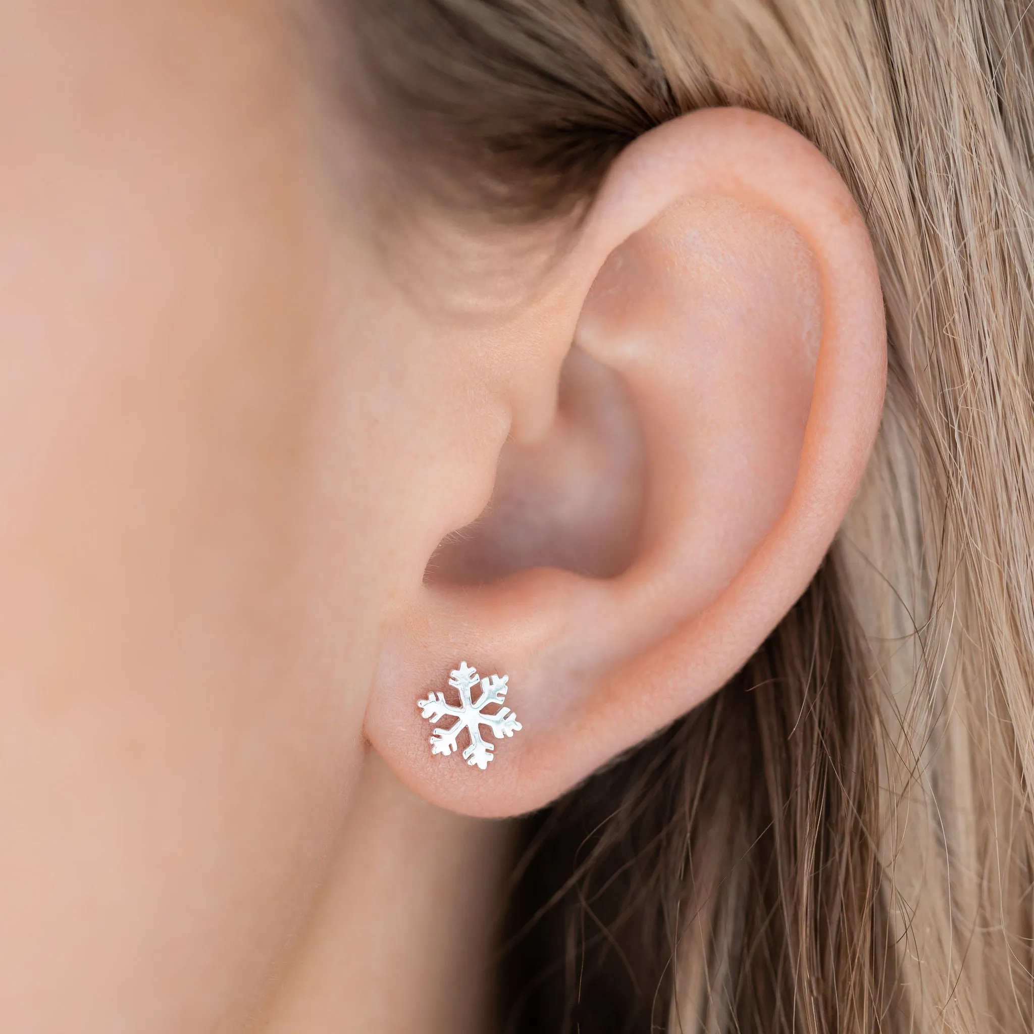 Sparkly Snowflake Sterling Silver Earrings