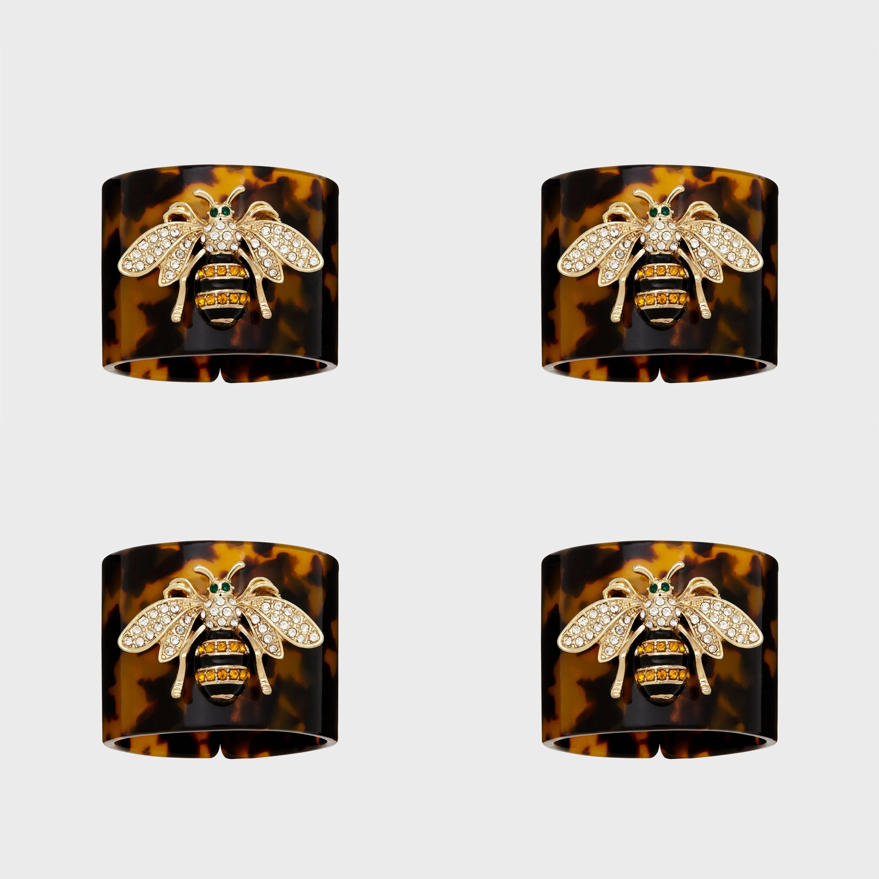 Stripey Bee Resin Napkin Rings | Tortoiseshell