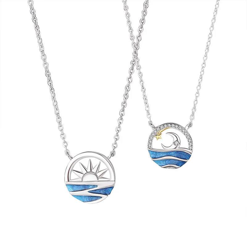 Sun and Moon Engravable Necklaces for Couples