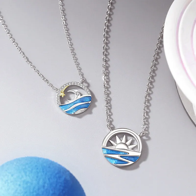 Sun and Moon Engravable Necklaces for Couples